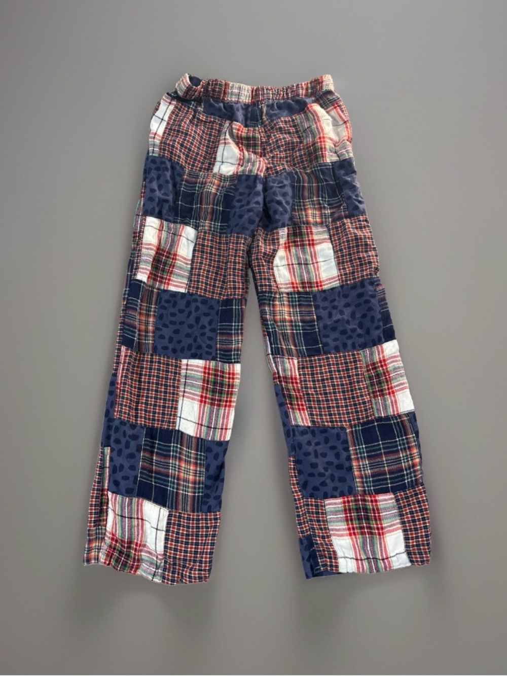 Kids Patchwork Plaid Pajama Pants - Navy, Red & White